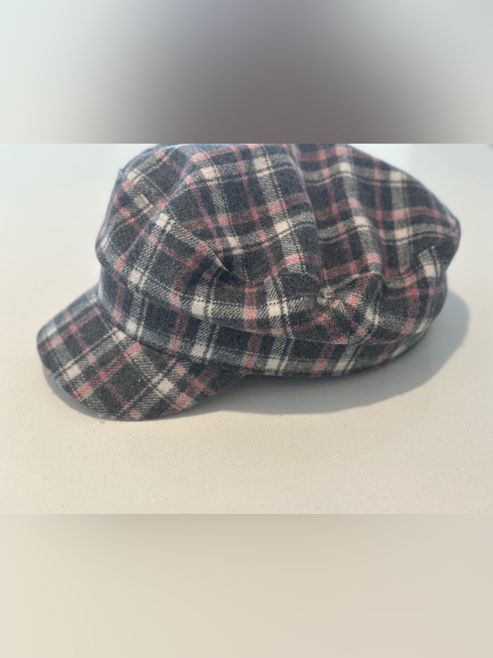 Parkhurst Gray and Pink Plaid Newsboy Cap